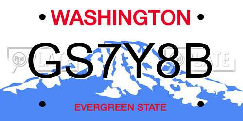 GS7Y8B Washington License Plate