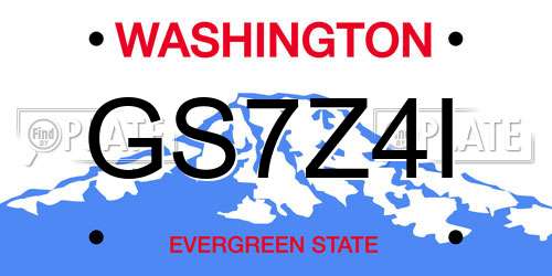 GS7Z4I Washington License Plate
