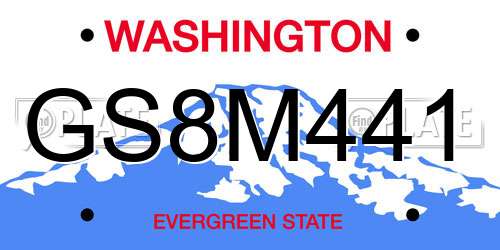 GS8M441 Washington License Plate