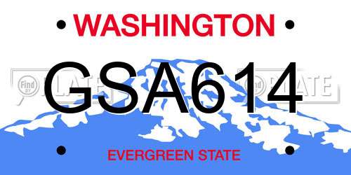 GSA614 Washington License Plate