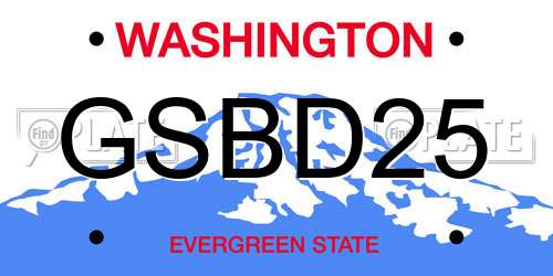GSBD25 Washington License Plate