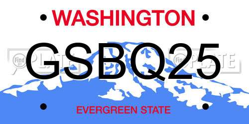 GSBQ25 Washington License Plate