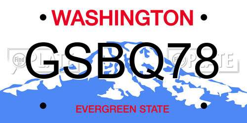 GSBQ78 Washington License Plate