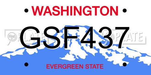 GSF437 Washington License Plate