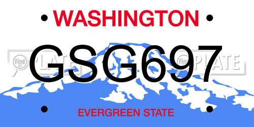 GSG697 Washington License Plate