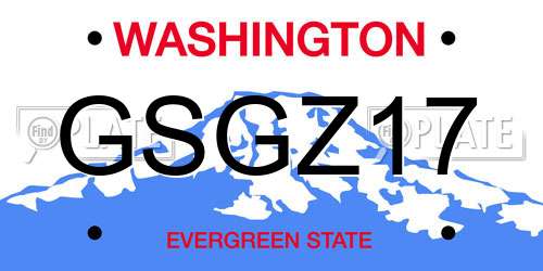 GSGZ17 Washington License Plate