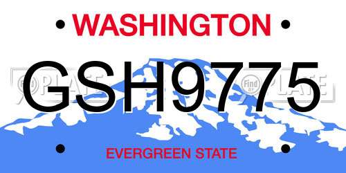 GSH9775 Washington License Plate
