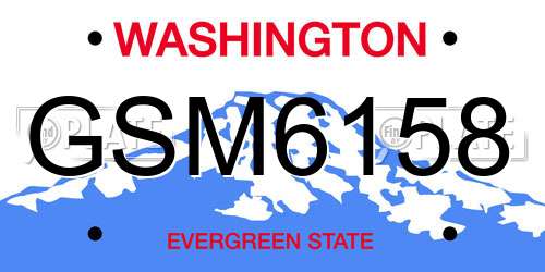GSM6158 Washington License Plate