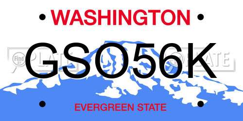 GSO56K Washington License Plate