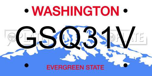 GSQ31V Washington License Plate