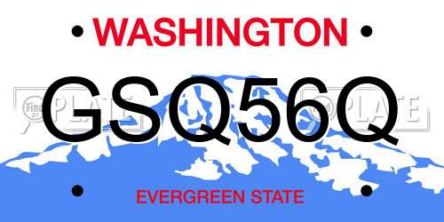 GSQ56Q Washington License Plate