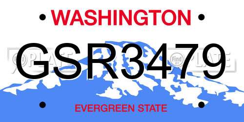 GSR3479 Washington License Plate