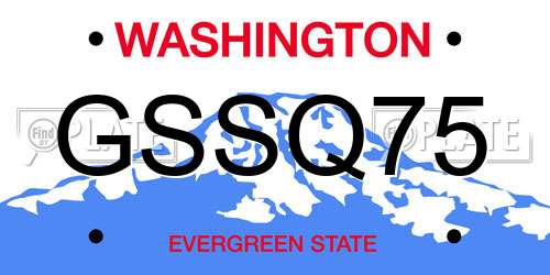 GSSQ75 Washington License Plate