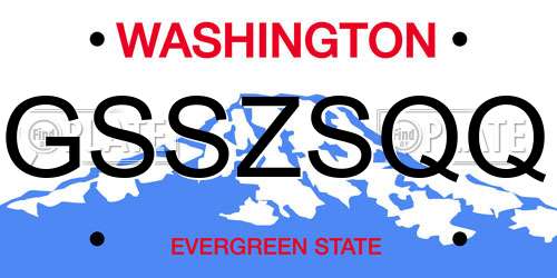 GSSZSQQ Washington License Plate