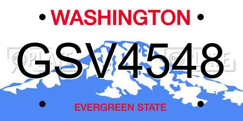 GSV4548 Washington License Plate