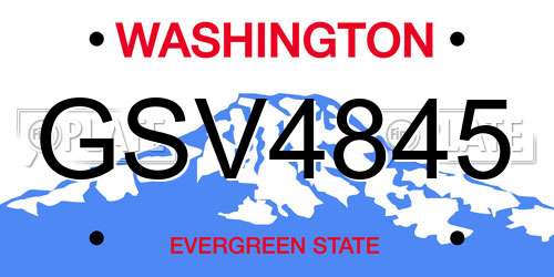 GSV4845 Washington License Plate