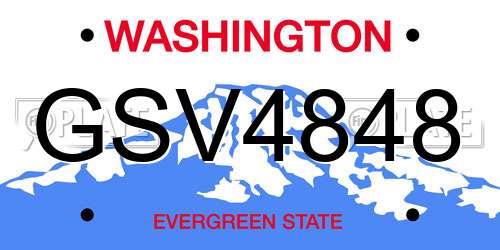 GSV4848 Washington License Plate