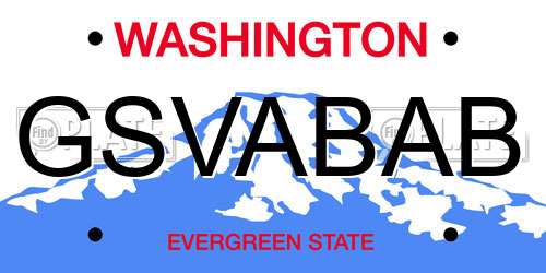 GSVABAB Washington License Plate