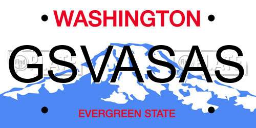 GSVASAS Washington License Plate