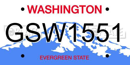 GSW1551 Washington License Plate