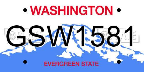 GSW1581 Washington License Plate