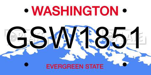 GSW1851 Washington License Plate