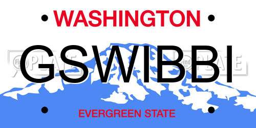 GSWIBBI Washington License Plate