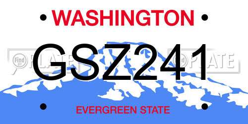 GSZ241 Washington License Plate
