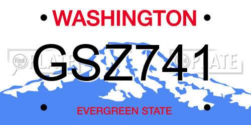 GSZ741 Washington License Plate