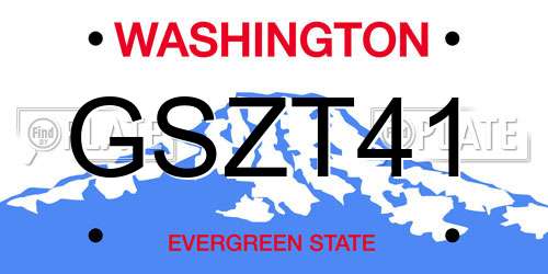 GSZT41 Washington License Plate