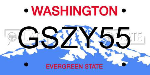 GSZY55 Washington License Plate