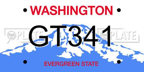GT341 Washington License Plate