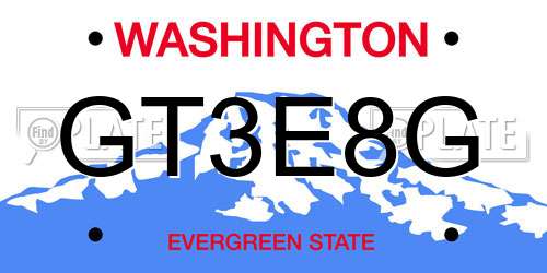 GT3E8G Washington License Plate