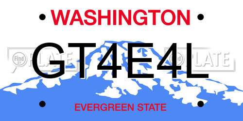 GT4E4L Washington License Plate