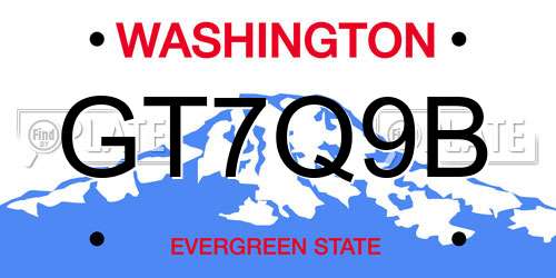 GT7Q9B Washington License Plate