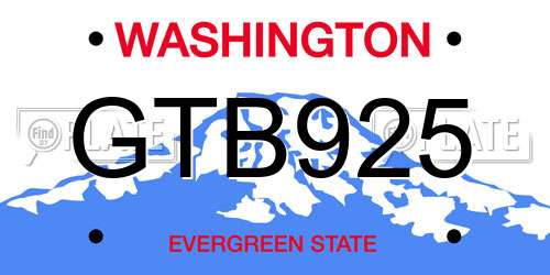 GTB925 Washington License Plate
