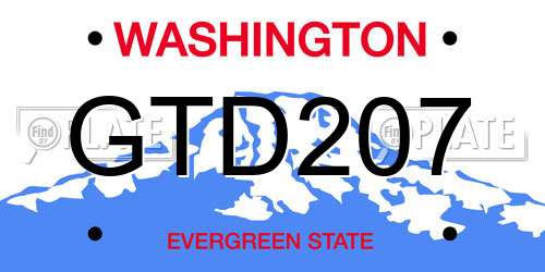 GTD207 Washington License Plate