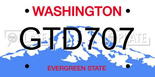 GTD707 Washington License Plate