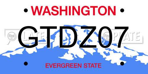 GTDZ07 Washington License Plate