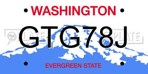 GTG78J Washington License Plate