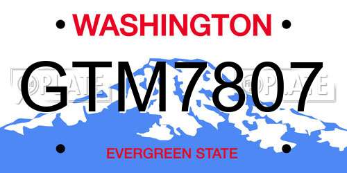 GTM7807 Washington License Plate