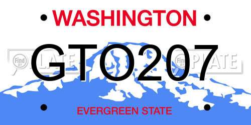 GTO207 Washington License Plate
