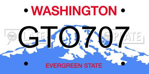 GTO707 Washington License Plate