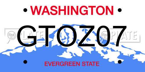 GTOZ07 Washington License Plate