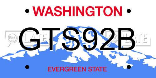 GTS92B Washington License Plate