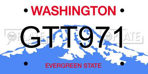 GTT971 Washington License Plate
