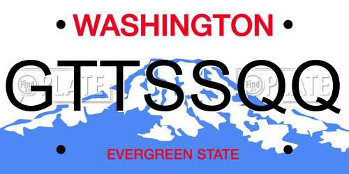 GTTSSQQ Washington License Plate