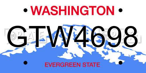 GTW4698 Washington License Plate