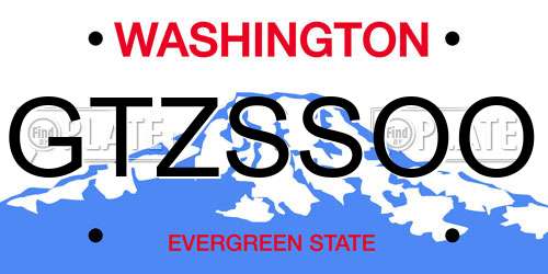 GTZSSOO Washington License Plate