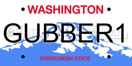 GUBBER1 Washington License Plate